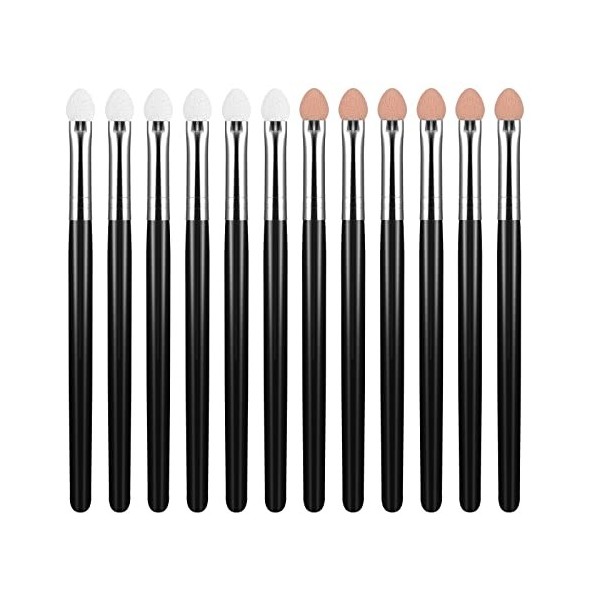 WLLHYF Lot de 12 pinceaux de maquillage pour les yeux en éponge Pour fond de teint professionnel Synthétique double face Appl