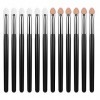 WLLHYF Lot de 12 pinceaux de maquillage pour les yeux en éponge Pour fond de teint professionnel Synthétique double face Appl