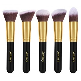 Kit de Pinceau maquillage Professionnel 10 PCS Ombre à Paupière Doré Blush Fondation Pinceau Poudre Fond de teint Anti-cerne 