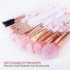 16 pcs pinceaux de maquillage en marbre rose de qualité supérieure pour fond de teint, fard à paupières, blush avec support p