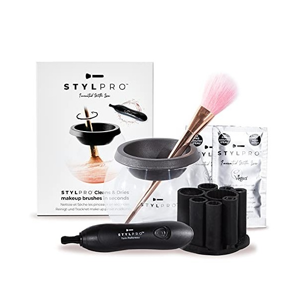 Appareil de nettoyage et de séchage pour pinceaux de maquillage STYLPRO : Solution de nettoyage GRATUITE de 150 ml