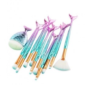 Maquillage Pinceaux Set,3D Brosse à Maquillage en Forme de Sirène 11 Pièces Professionnel Brosses à Cosmétiques pour Fond de 