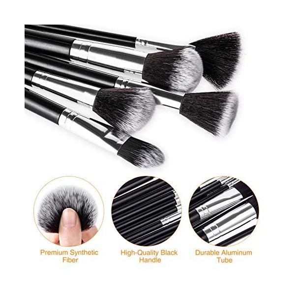 Pinceaux Maquillages, 15 Pièces Professionnel Set de Pinceaux Maquillage Synthétique Premium Cosmétique Pinceaux Kit pour Fon