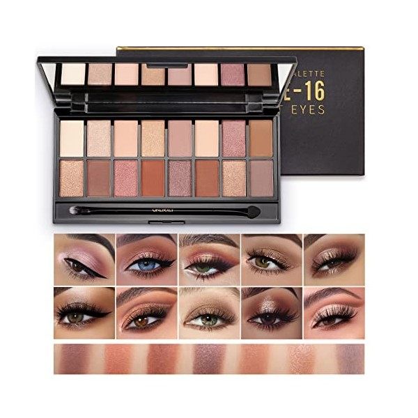 Maquillage de palette de fard à paupières, palette de fards à paupières de 16 couleurs nues mates scintillantes, palette de i