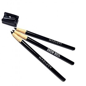 MADLUVV Meilleur Microblading Pre Dessin Crayons, noir avec Sharpener 3 paquet 