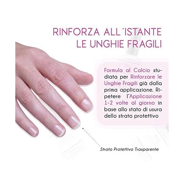 Vernis Durcisseur Ongles Extra Fort Instantané Calcium 12 ml Professionnel - Fortifier les ongles pendant 20 jours - Renforce