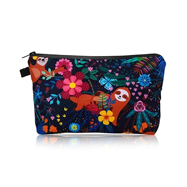 Sibba Petite Trousse de Maquillage Organiseur Toilette en Nylon Noir Mini Tournesol Pochette Sac à Main Crayons Crayons Acces