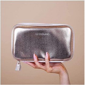 Trousse à Maquillage en Superbe Finition Or Rose | Trousse de Toilette compacte et Pratique | Vanity Case. Garantie à Vie. Un