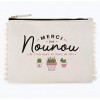 Manahia Pochette Pompon Nounou - Merci ma Nounou de toccuper si Bien de Moi - Cadeau Nounou | Trousse Nounou en Coton | Cade