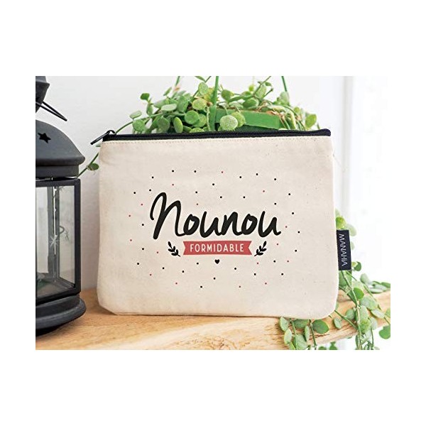 Manahia Pochette Nounou - Nounou Formidable | Cadeau Nounou - Sac Nounou | 100% Coton | Cadeau Fin dAnnée Scolaire - Merci N