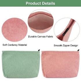 Trousse de Maquillage en Velours Côtelé, 2 Pcs Sac à Cosmétiques à Glissière Trousse, Portables Trousse de Toilette en Velour