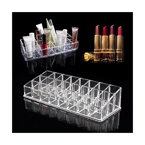 Discoball Cosmetic Make Up Organisateur Acrylique clair de rangement rouge à lèvres avec 24 sections, numéro 105