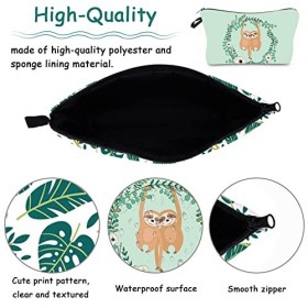 Lushly 2 Pièces Sloth Pattern Trousse à Cosmétiques, Set Imprimée Trousse de Maquillage, Mini Imperméable Portable Pochette M