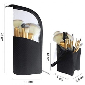 Anemel Lot de 2 porte-pinceaux de maquillage en plastique transparent avec fermeture éclair et fermeture éclair