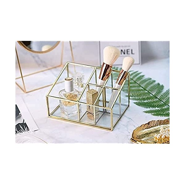 PuTwo Rangement Maquillage 5 Compartiments Organisateur Maquillage en Verre Pot Rangement Maquillage Idéal Pour Ranger Parfum