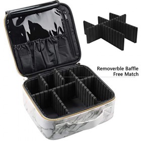 Relavel Grande trousse de maquillage en marbre - Sac de rangement portable pour artistes cosmétiques avec séparateurs réglabl
