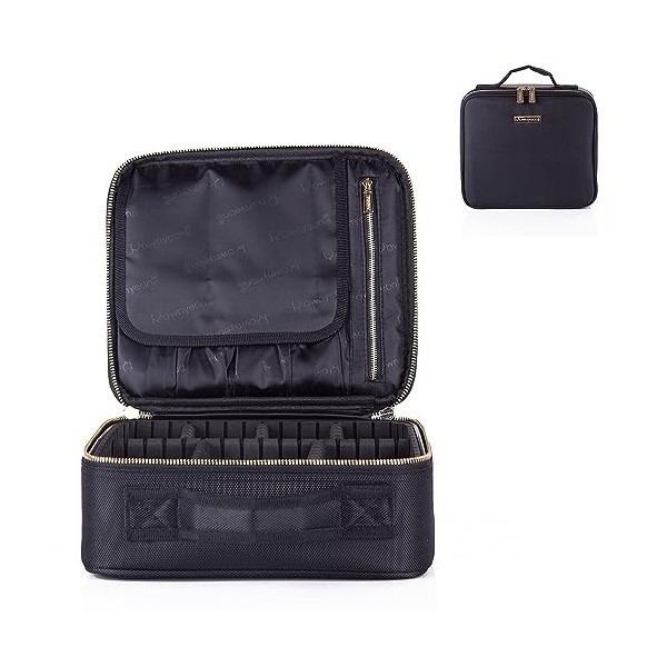 ROWNYEON Trousse De Toilettre Et Sac à Cosmétique Carré Femme Portable Sac de Voyage Petit, Noir 