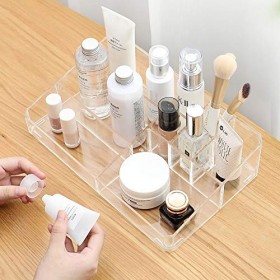 Sooyee Organiseur de Maquillage en Acrylique Transparent 9 espaces Boîte de Rangement pour Rouges à lèvres, pinceaux de Maqui