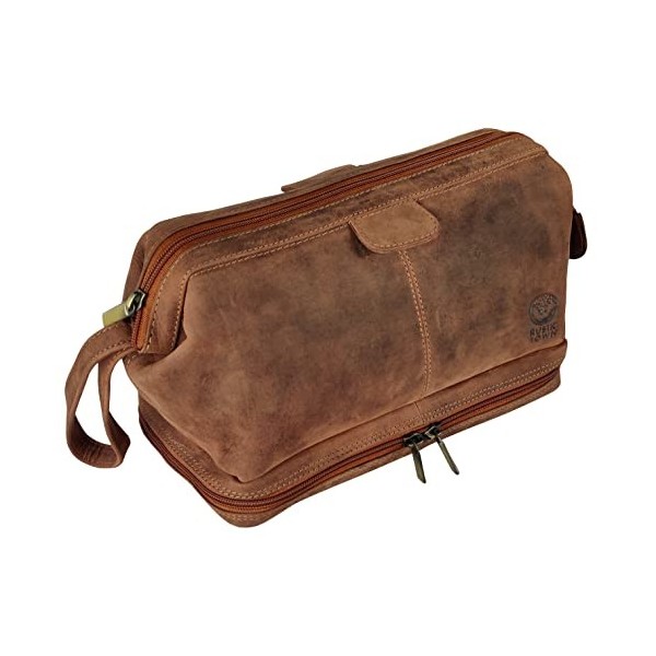 Rustic Town Trousse de Maquillage - Trousse de Toilette en Cuir pour Femmes, Sac Cosmétique de Voyage, Portable Pochette de M