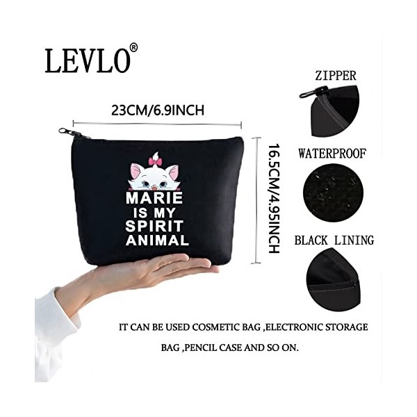 LEVLO The Aristocats Trousse à maquillage avec fermeture éclair Motif chats Marie Is My Spirit, Marie Spirit Noir, Trousse de