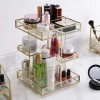 Organisateur de maquillage en verre rotatif à 360 degrés, vitrine de parfum et rangement de cosmétiques, idéal pour salle de 