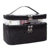 Trousse de Maquillage Portable Double Couche Trousse de Toilette Imperméable Pochette Sac Cosmétique de Voyage Vanity Case av