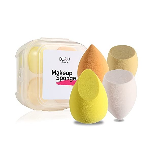 FILY DUAIU Lot de 4 éponges de maquillage sans latex pour fond de teint, poudre, crème solaire et crème