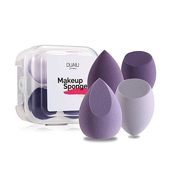 FILY DUAIU Lot de 4 éponges de maquillage sans latex pour fond de teint, poudre, crème solaire et crème