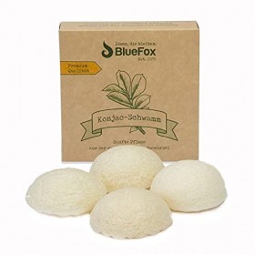 BlueFox, Konjac Lot de 4 éponges nettoyantes pour le visage et la peau mélangée, maquillage facial, éponges nettoyantes pour 