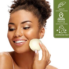 BlueFox, Konjac Lot de 4 éponges nettoyantes pour le visage et la peau mélangée, maquillage facial, éponges nettoyantes pour 