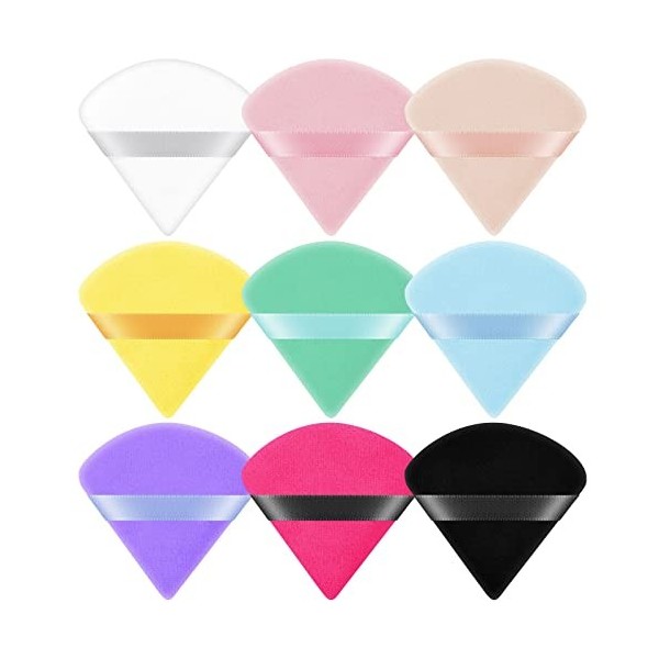 AUAUY 6 Pièces Houpette Maquillage, Bouffées de Maquillage Triangle, Houpette en Coton Réutilisable pour Femme Filles Visage 