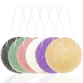 SourceTon Lot de 6 éponges pour le visage Konjac naturelles - 6 couleurs - Pour un nettoyage et une exfoliation doux du visag