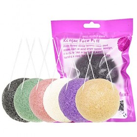 SourceTon Lot de 6 éponges pour le visage Konjac naturelles - 6 couleurs - Pour un nettoyage et une exfoliation doux du visag