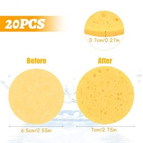 Chstarina 20 Pièces Éponges Visage Comprimées, Visage Nettoyage Éponges en Cellulose, Éponges Demaquillage Visage, Éponges Co