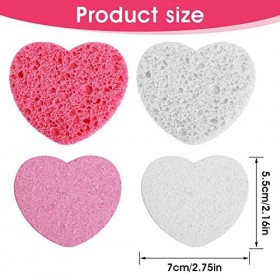 Lot de 20 éponges faciales avec récipient en forme de cœur pour nettoyage du visage