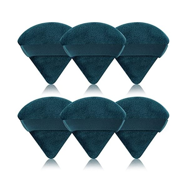 Pimoys Lot de 6 houppettes triangulaires souples pour poudre libre et corporelle, maquillage en velours et fond de teint, épo