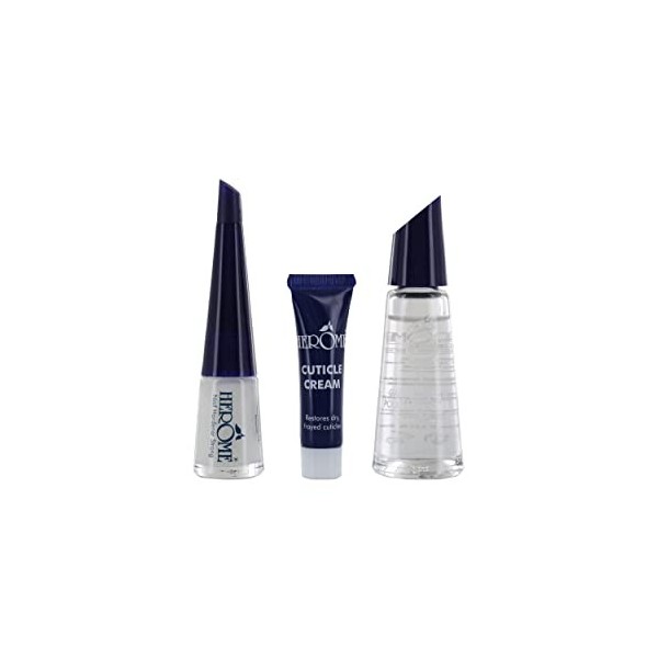 Herome 3-en-1 Nail Essentials Set Bleu - Travel Set - Soin pour les Ongles Faibles - Kit Avec Durcisseur Fort, Dissolvant S