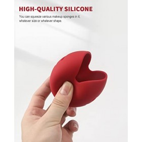CORNERIA Porte-éponge de maquillage – Étui de voyage en silicone lavable et réutilisable pour éponge de maquillage rouge 