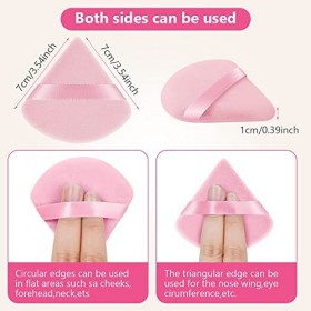 AUAUY 6 Pièces Houpette Maquillage, Bouffées de Maquillage Triangle, Houpette en Coton Réutilisable pour Femme Filles Visage 