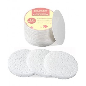 Lot de 50 éponges compressées pour le visage pour un nettoyage quotidien et un gommage en douceur, éponge 100 % cellulose nat