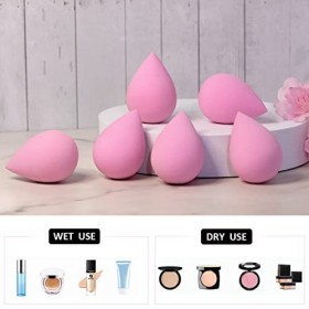 Lot de 6 éponges de maquillage douces pour fond de teint, crème et poudre rose clair 