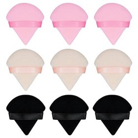Flytianmy Lot de 9 houppettes triangulaires pour maquillage du corps en vrac, outil de maquillage noir, nude, rose