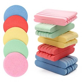 Luxiv Lot de 120 éponges de nettoyage rondes pour le visage - 5 couleurs - Pour esthéticiennes - Pour femme - Mélange de coul