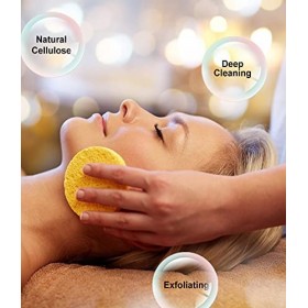Lot de 50 éponges compressées pour le visage - 100 % cellulose naturelle - Pour le nettoyage du visage, le massage, lexfolia