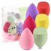 DUAIU 6 éponges de maquillage multicolores pour lapplication et lestompe pour fond de teint, poudre, crème solaire et crème