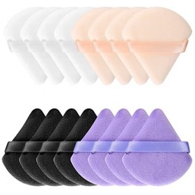 Lot de 16 houppettes triangulaires pour maquillage du visage, fond de teint en poudre, éponge douce pour poudre humide et sèc