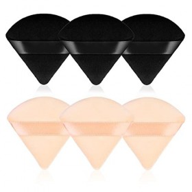 WLLHYF Lot de 6 éponges de maquillage triangulaires en forme de cale avec sangle en velours doux pour poudre minérale Cosméti