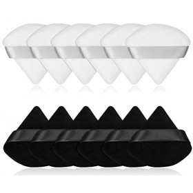 Lot de 12 houppettes de maquillage en éponge douce triangulaire avec sangle pour contourner sous les yeux et les coins