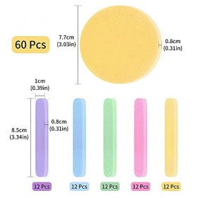Éponges Visage Comprimées, 60 Pièces Éponge Faciale Nettoyage Du Visage Compressé Éponge De Visage Déponge Exfoliant Spa Out
