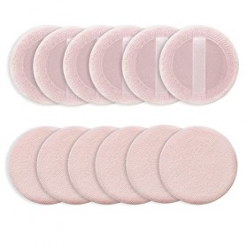 Sibba Lot de 12 éponges Rondes en Coton pour Maquillage du Visage et du Corps avec Ruban Applicateur pour Application de Fard